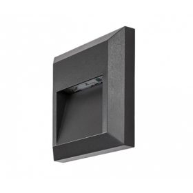   LED lámpatest , oldalfali , kültéri , lépcsővilágító , 4W , négyzet , természetes fehér , szürke , IP65 , TRENTO