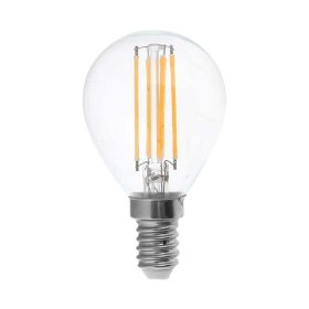   LED izzó átlátszó filament Clear gömb alakú E14, 6w, 4000K, természetes fehér, 600lm, 300°, CRI>80, V-TAC, 212846