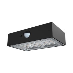   Szolár LED fali lámpa mozgásérzékelővel, 3w, 4000K, természetes fehér, 350lm, 120°x60°, fekete, IP65, V-TAC, 10305