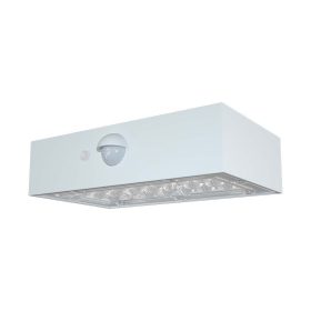  Szolár LED fali lámpa mozgásérzékelővel, 3w, 4000K, természetes fehér, 350lm, 120°x60°, fehér, IP65, V-TAC, 10306