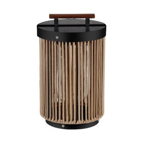   Szolár LED kerti állólámpa távirányítóval, 3000K, meleg fehér, 20lm, fekete, fa, IP65, V-TAC, 23349