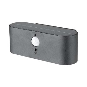   Szolár LED fali lámpatest mozgásérzékelővel, 3000K, meleg fehér, 100lm, fekete, IP54, V-TAC, 23017