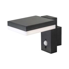   Szolár LED fali lámpatest mozgásérzékelővel, 3000K, meleg fehér, 220lm, fekete, IP54, V-TAC, 10402