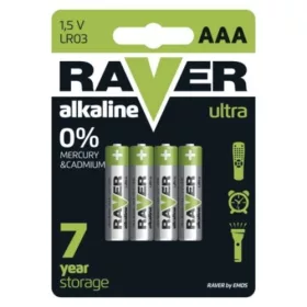 RAVER Alkáli elem AAA 4db/bliszter, 1,5V, B7911