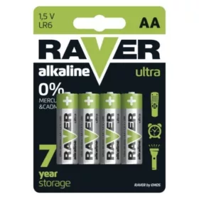 RAVER Alkáli elem AA 4db/bliszter, 1,5V, B7921