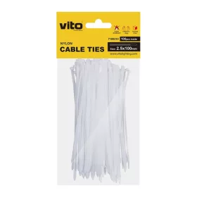   Műanyag kábelkötegelő 2,5x100mm fehér 100db/csomag 7100210 VITO