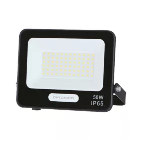   LED smd reflektor, fekete, IP65, 15 cm-es kábellel, 50W, 6000K, hideg fehér, 4500 lm, Optonica, 15825