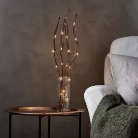   LED dekoráció , beltéri , fűzfaág , elemes , 24 db LED , 60 cm , meleg fehér , EGLO , WILLOW DEWDROP