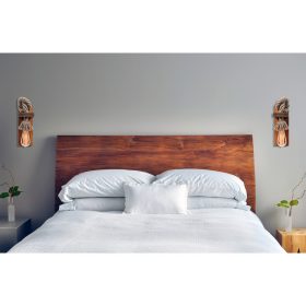   Opviq, 812LST1415, Kézzel készített fali lámpa készlet (2 db), barna és arany, 18 x 30 x 10 cm | 100% lucfa, juta kötél, rusztikus modern dizájn | Izzók nem tartozék, E27 foglalat