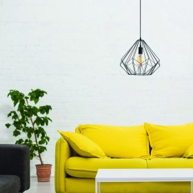   Opviq, 521SHN3391, Elegáns fekete csillár, vas test, 37 cm átmérő, 129 cm magasság | Állítható magasságú, E27 aljzat, max 40W | Modern világítás otthoni és irodai dekorációhoz