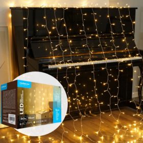   LED fényfüggöny , beltéri/kültéri 192 db LED , 3 x 2 m , meleg fehér , 8 programos , IP44 , Modee