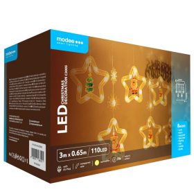   Led fényfüzér , beltéri , meleg fehér , csillag , 110 LED , 6 m  , IP44 , Modee