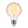 LED lámpa , égő , izzószálas hatás , filament  , E27 foglalat , G80 , Edison , 4 Watt , meleg fehér , 1800K , borostyán sárga, Modee