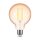 LED lámpa , égő , izzószálas hatás , filament  , E27 foglalat , G95 , Edison , 4 Watt , meleg fehér , 1800K , borostyán sárga , Modee,