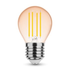   LED lámpa , égő , izzószálas hatás , filament  , E27 foglalat , G45 , Edison , 4 Watt , meleg fehér , 1800K , borostyán sárga , Modee