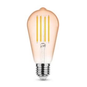   LED lámpa , égő , izzószálas hatás , filament  , E27 foglalat , ST58  , Edison , 4 Watt , meleg fehér , 1800K , borostyán sárga , Modee