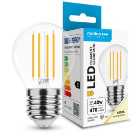   LED lámpa , égő , izzószálas hatás , filament  , E27 foglalat , G45 , 4 Watt  , természetes fehér , Modee
