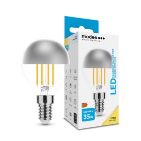   LED lámpa , égő , izzószálas hatás , filament , E14 foglalat , P45 , 4 Watt , meleg fehér , Silver Top , Modee