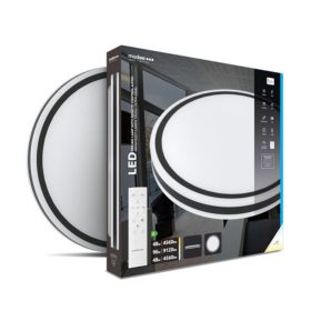   Led lámpatest , mennyezeti , kerek , 2 x 48W , CCT , dimmelhető , fekete keret , távirányítóval , Modee