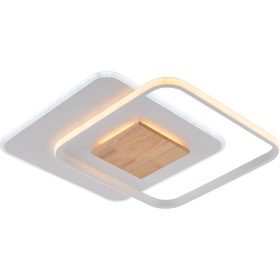   LED mennyezeti lámpa CCT 60w fehér+fa szabályozható fényerejű + távirányító, dimmelhető, 5180 lm, Optonica, 19013
