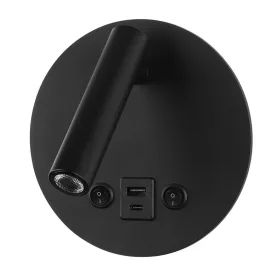   LED fali lámpa 8w ki/be kapcsolóval + usb fekete, 2700K, meleg fehér, 700 lm, Optonica, 7585