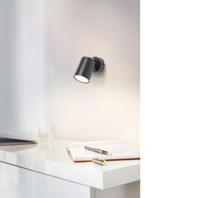   LED lámpatest , fali , spot , 1 x GU10 foglalat , fekete , króm , ECO RANGE , RECISO-E , 74006