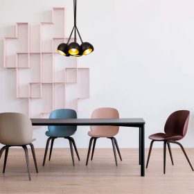   Elegáns fekete-arany csillár, 45 cm átmérő, 108 cm magasság | Állítható magasságú, fém ház, 7 x E27 aljzat | Modern ipari skandináv design otthonra és irodára | Izzó nem tartozék