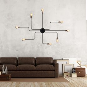   Ipari fali lámpa, fekete és bronz, 125 cm átmérő, 15 cm magasság | Iron Body, E27 Socket Max 40W, IP20 | Modern, újszerű design otthoni és irodai használatra, stílusos és funkcionális világítási megoldás