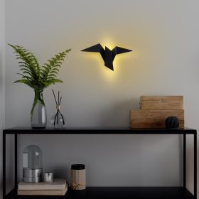   Stílusos fekete falilámpa, fém ház, 31 x 12 x 16 cm | IP20 besorolású, LED 1W 3000K | Tökéletes modern lakberendezéshez, elegáns világítási megoldás nappali- és hálószobahelyiségekbe