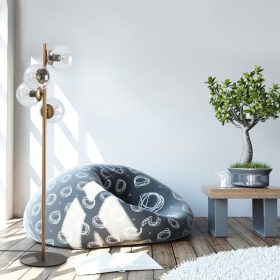   Skandináv állólámpa, arany fém ház, 130 cm magas, 32 x 32 cm talp, 4 x E27 aljzat (max. 40 W), elegáns üvegkupak, 200 cm kábelhossz, stílusos világítás modern lakberendezéshez és lakóterekhez