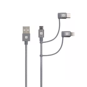   SKROSS Steel Line USB kábel, töltő, szinkron (microUSB, USB-C, lightning) 1,2m