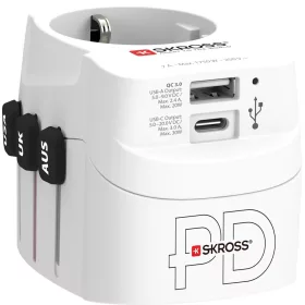   SKROSS PRO Light USB AC30PD, világutazó hálózati csatlakozó átalakító, földelt PD(gyorstöltés)